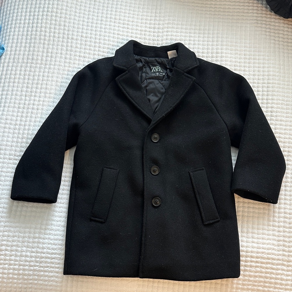 Zara Kids Classic Black Pea Coat